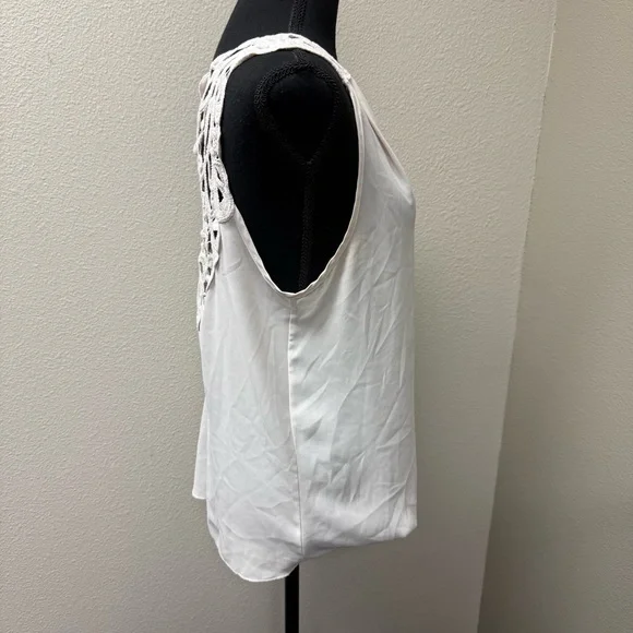 Ktoo Cream Lace Overlay Tank Boho Crochet Sleeveless Blouse Romantic Top - Picture 5 of 7